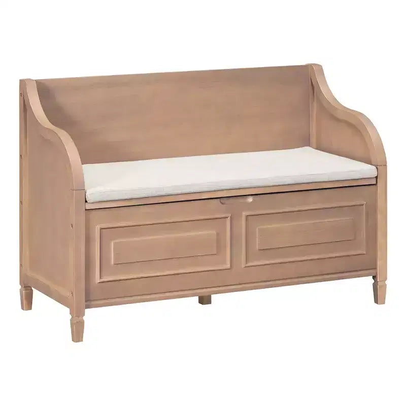 Banc de rangement d'entrée rustique en bois massif avec coussin amovible, banc à chaussures pour salon