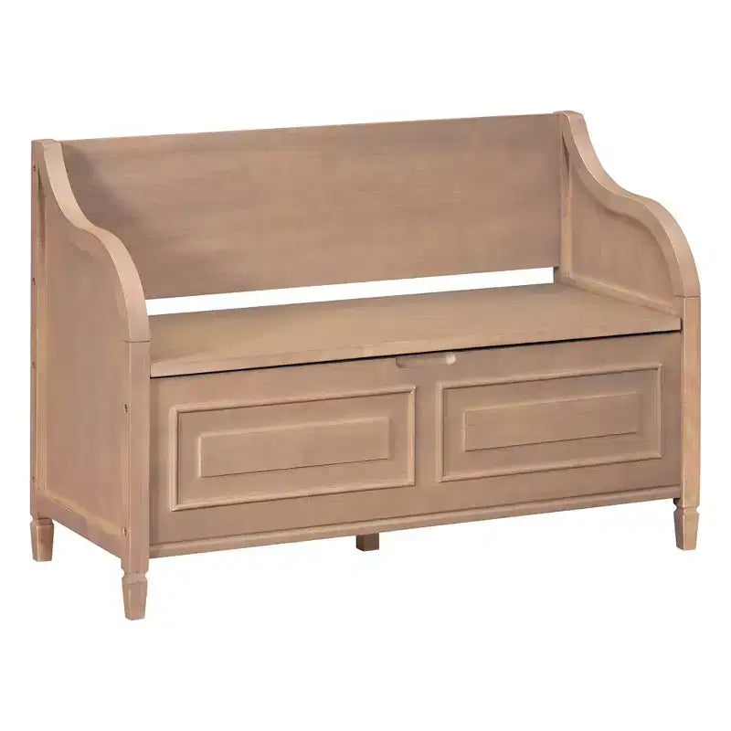 Banc de rangement d'entrée rustique en bois massif avec coussin amovible, banc à chaussures pour salon