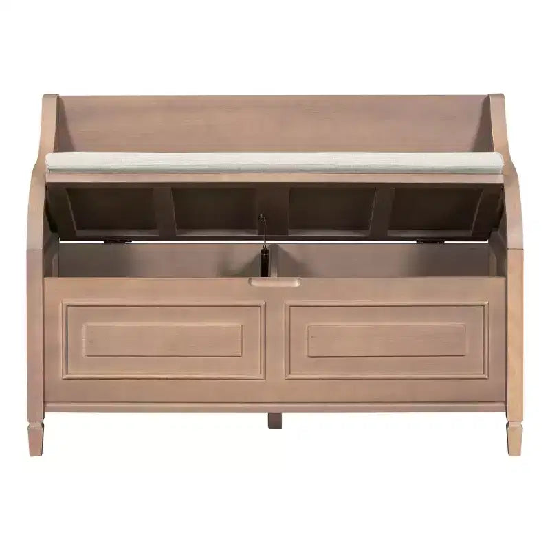 Banc de rangement d'entrée rustique en bois massif avec coussin amovible, banc à chaussures pour salon