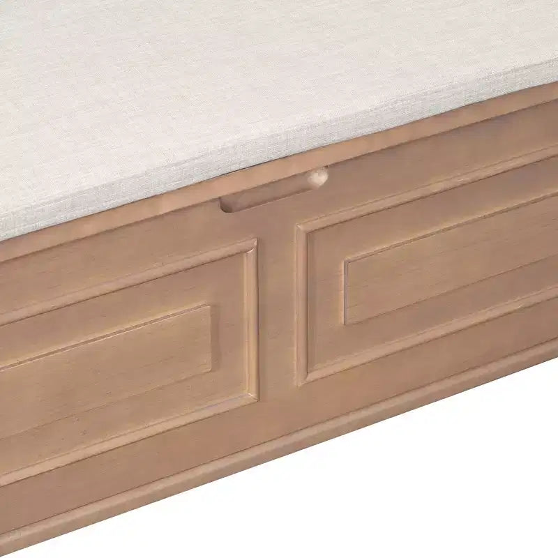 Banc de rangement d'entrée rustique en bois massif avec coussin amovible, banc à chaussures pour salon