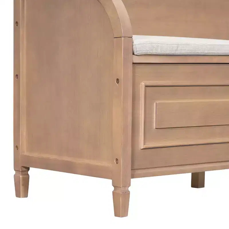 Banc de rangement d'entrée rustique en bois massif avec coussin amovible, banc à chaussures pour salon