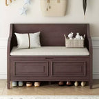 Banc de rangement d'entrée rustique en bois massif avec coussin amovible, banc à chaussures pour salon