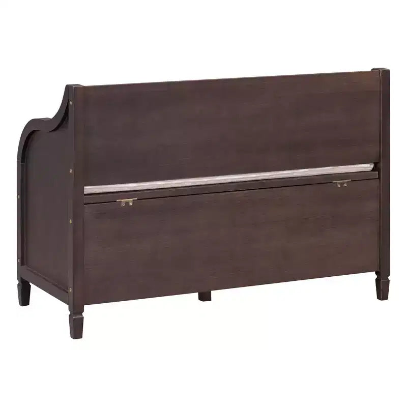 Banc de rangement d'entrée rustique en bois massif avec coussin amovible, banc à chaussures pour salon