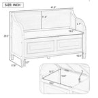 Banc de rangement d'entrée rustique en bois massif avec coussin amovible, banc à chaussures pour salon