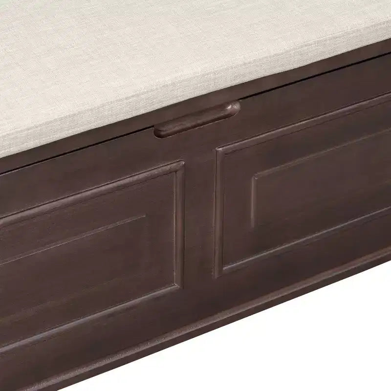 Banc de rangement d'entrée rustique en bois massif avec coussin amovible, banc à chaussures pour salon