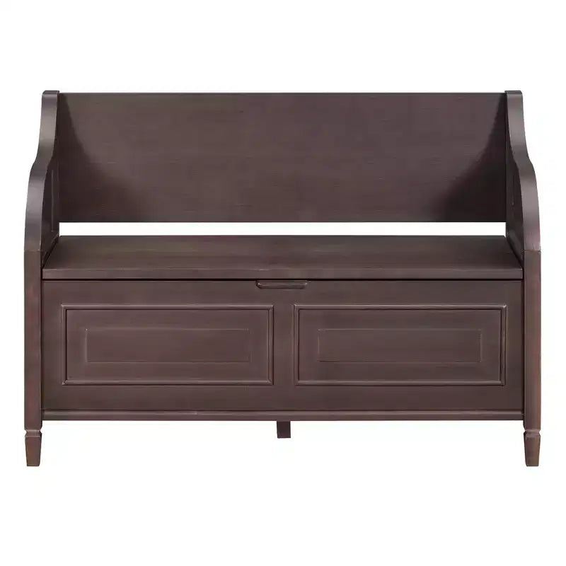 Banc de rangement d'entrée rustique en bois massif avec coussin amovible, banc à chaussures pour salon