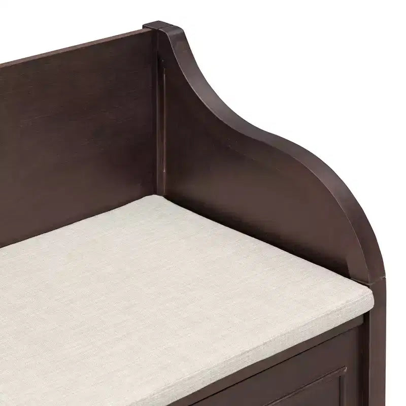 Banc de rangement d'entrée rustique en bois massif avec coussin amovible, banc à chaussures pour salon