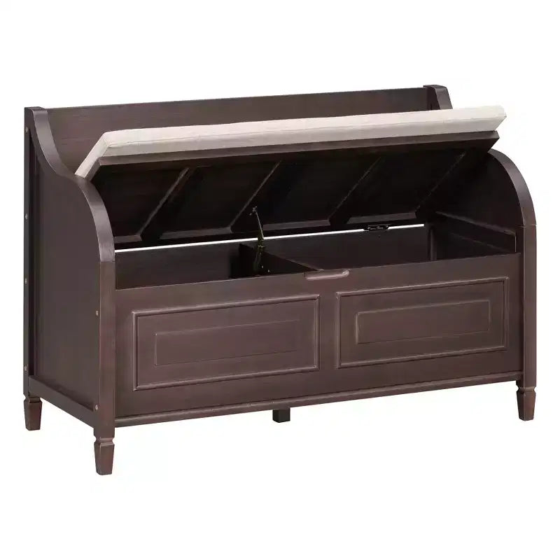 Banc de rangement d'entrée rustique en bois massif avec coussin amovible, banc à chaussures pour salon