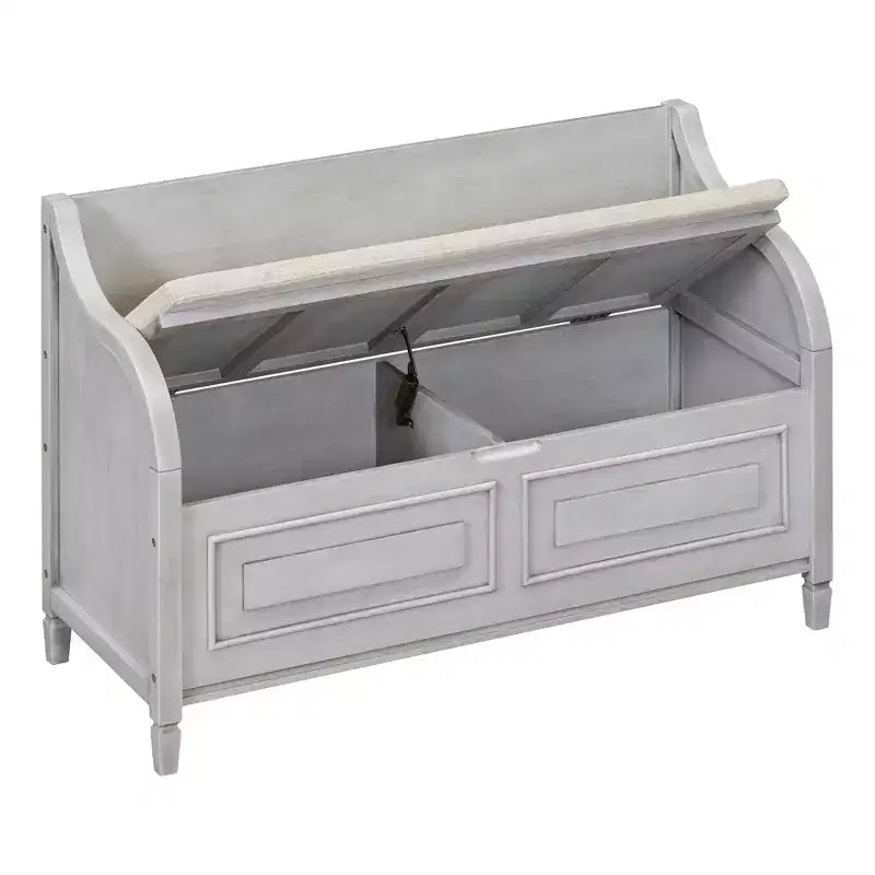 Banc de rangement d'entrée rustique en bois massif avec coussin amovible, banc à chaussures pour salon