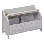 Banc de rangement d'entrée rustique en bois massif avec coussin amovible, banc à chaussures pour salon