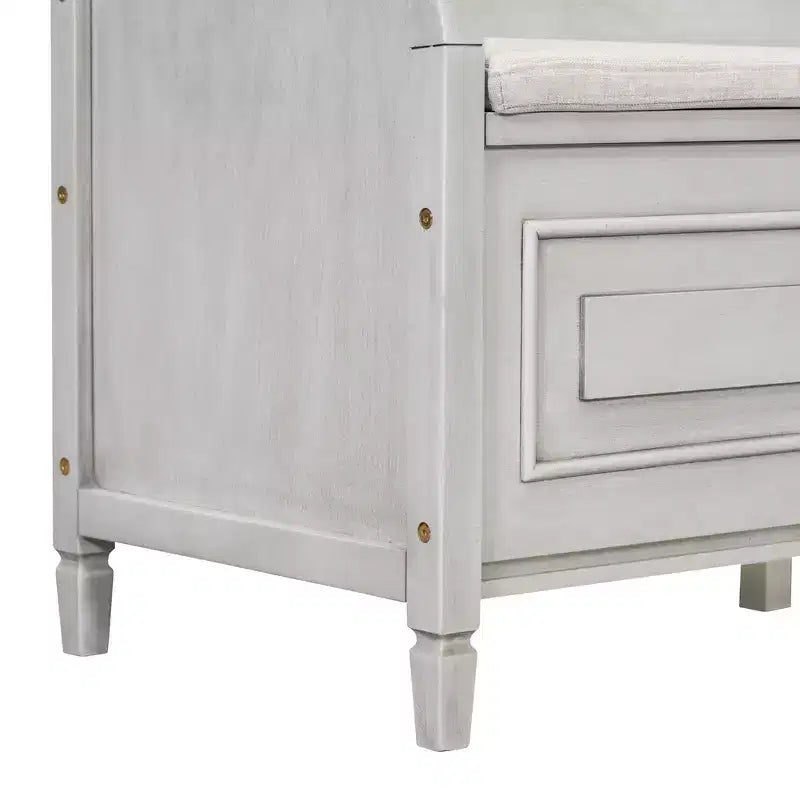 Banc de rangement d'entrée rustique en bois massif avec coussin amovible, banc à chaussures pour salon