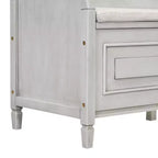 Banc de rangement d'entrée rustique en bois massif avec coussin amovible, banc à chaussures pour salon