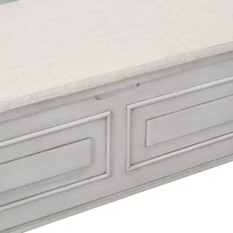 Banc de rangement d'entrée rustique en bois massif avec coussin amovible, banc à chaussures pour salon