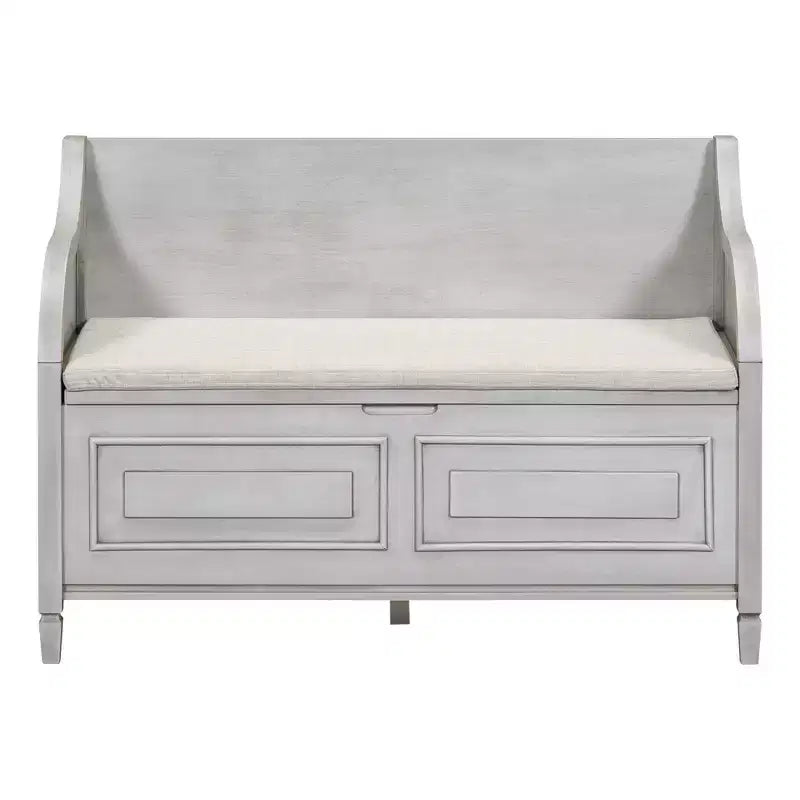 Banc de rangement d'entrée rustique en bois massif avec coussin amovible, banc à chaussures pour salon