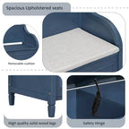 Banc de rangement d'entrée rustique en bois massif avec coussin amovible, banc à chaussures pour salon