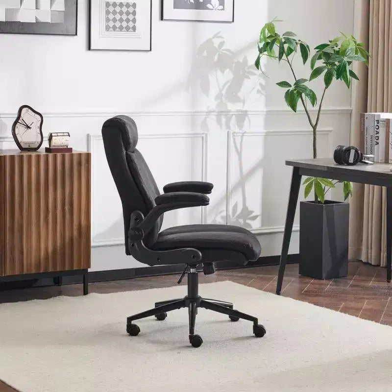Chaise de bureau pivotante à dossier mi-hauteur avec accoudoirs réglables, 28 po L