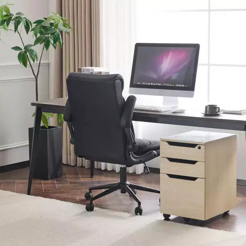 Chaise de bureau pivotante à dossier mi-hauteur avec accoudoirs réglables, 28 po L