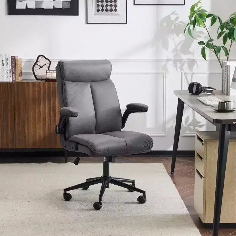 Chaise de bureau pivotante à dossier mi-hauteur avec accoudoirs réglables, 28 po L