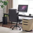 Chaise de bureau pivotante à dossier mi-hauteur avec accoudoirs réglables, 28 po L