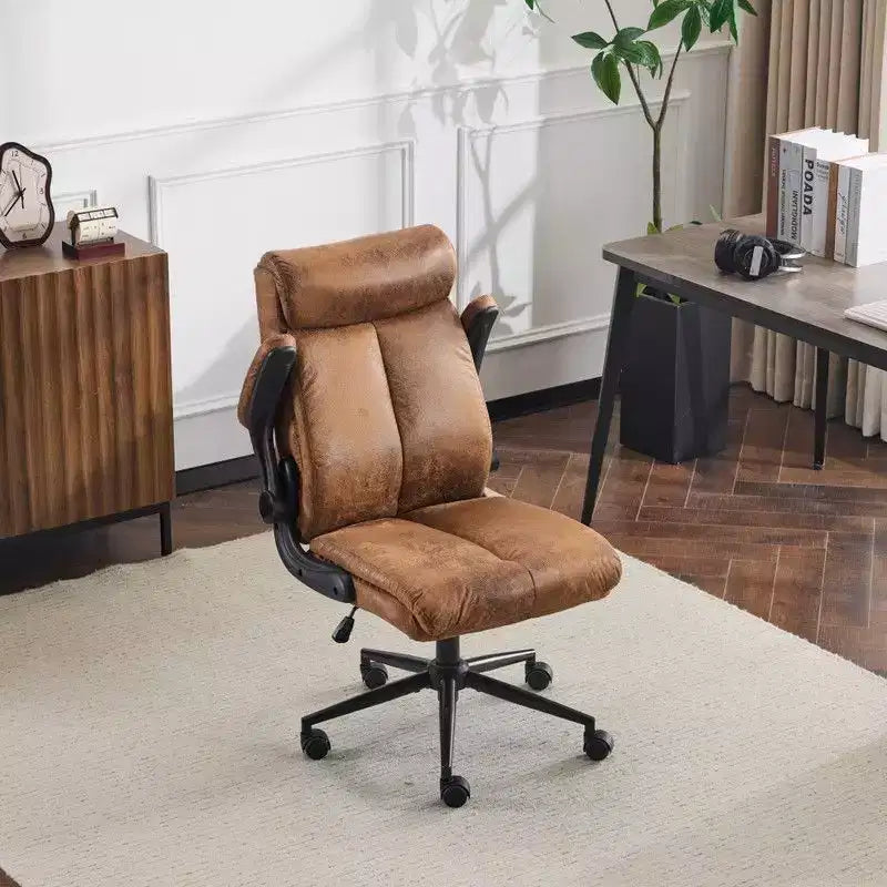 Chaise de bureau pivotante à dossier mi-hauteur avec accoudoirs réglables, 28 po L