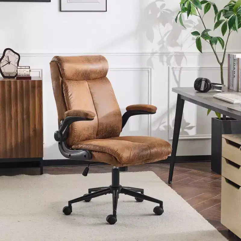 Chaise de bureau pivotante à dossier mi-hauteur avec accoudoirs réglables, 28 po L