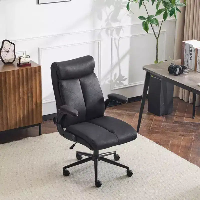 Chaise de bureau pivotante à dossier mi-hauteur avec accoudoirs réglables, 28 po L