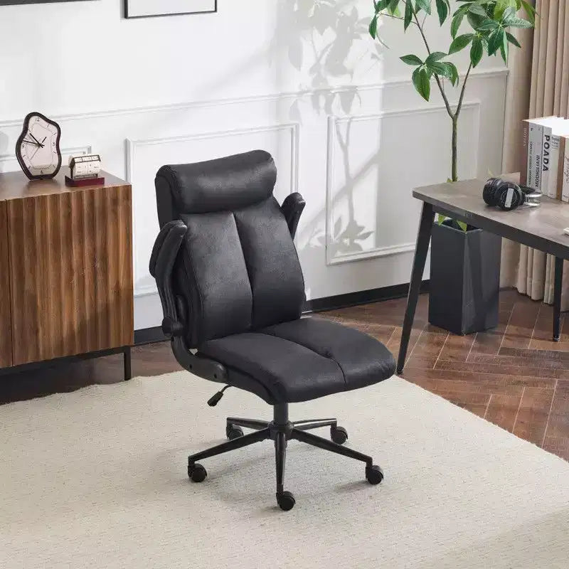 Chaise de bureau pivotante à dossier mi-hauteur avec accoudoirs réglables, 28 po L