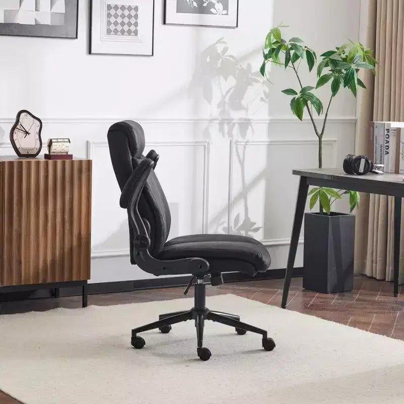 Chaise de bureau pivotante à dossier mi-hauteur avec accoudoirs réglables, 28 po L