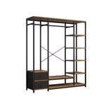 Karl Home Open Wardrobe with Vintage Brown Particleboard & Black Iron Frame 59.1x15.7x70.9 Inches