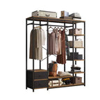 Armoire ouverte avec panneaux de particules marron vintage et cadre en fer noir 150 x 40 x 180 cm