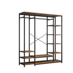 Armoire ouverte avec panneaux de particules marron vintage et cadre en fer noir 150 x 40 x 180 cm