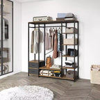 Armoire ouverte avec panneaux de particules marron vintage et cadre en fer noir 150 x 40 x 180 cm