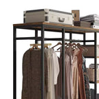 Armoire ouverte avec panneaux de particules marron vintage et cadre en fer noir 150 x 40 x 180 cm