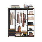 Armoire ouverte avec panneaux de particules marron vintage et cadre en fer noir 150 x 40 x 180 cm