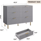 Commode à 6 tiroirs pour chambre, commode moderne cannelée avec tiroirs profonds, longue et grande commode double meuble TV pour salon, couloir