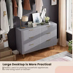 Commode à 6 tiroirs pour chambre, commode moderne cannelée avec tiroirs profonds, longue et grande commode double meuble TV pour salon, couloir