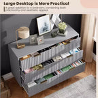 Commode à 6 tiroirs pour chambre, commode moderne cannelée avec tiroirs profonds, longue et grande commode double meuble TV pour salon, couloir