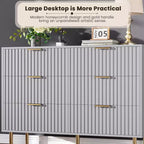 Commode à 6 tiroirs pour chambre, commode moderne cannelée avec tiroirs profonds, longue et grande commode double meuble TV pour salon, couloir