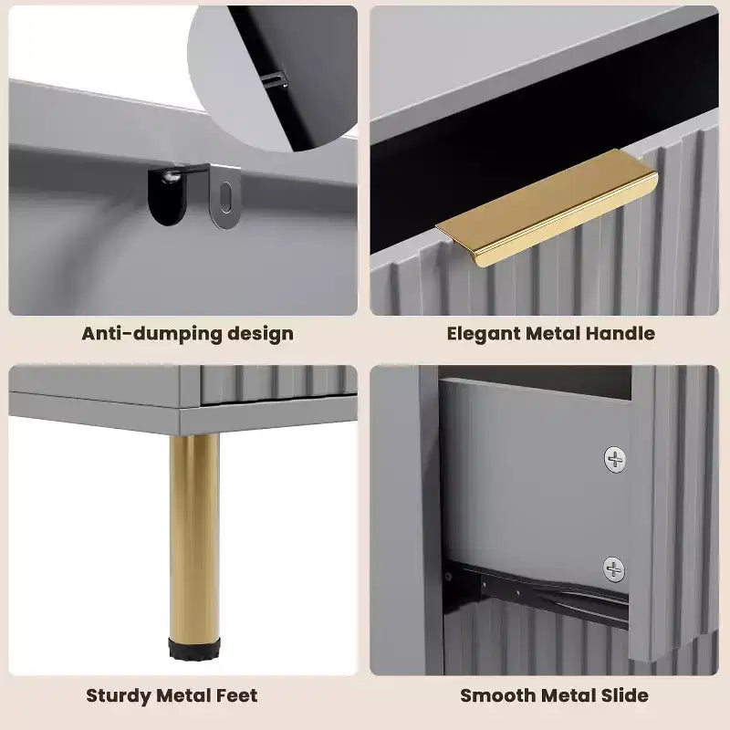 Commode à 6 tiroirs pour chambre, commode moderne cannelée avec tiroirs profonds, longue et grande commode double meuble TV pour salon, couloir