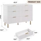 Commode à 6 tiroirs pour chambre, commode moderne cannelée avec tiroirs profonds, longue et grande commode double meuble TV pour salon, couloir