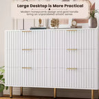 Commode à 6 tiroirs pour chambre, commode moderne cannelée avec tiroirs profonds, longue et grande commode double meuble TV pour salon, couloir