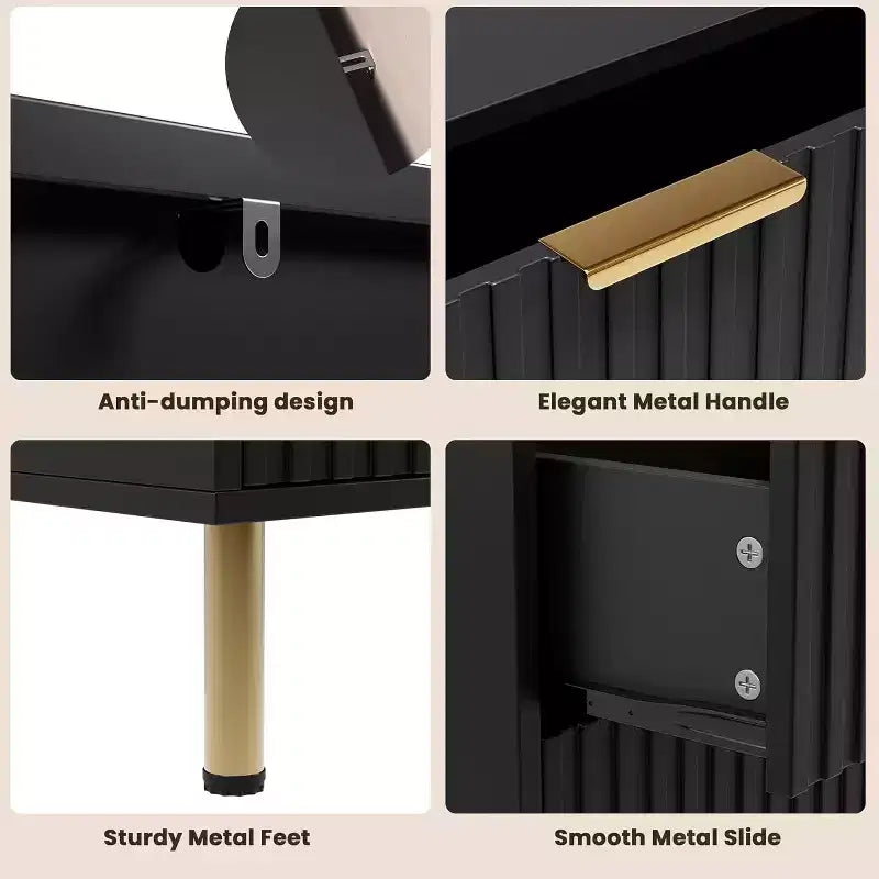 Commode à 6 tiroirs pour chambre, commode moderne cannelée avec tiroirs profonds, longue et grande commode double meuble TV pour salon, couloir