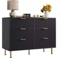 Coolmee 6 Drawer Dresser for Bedroom, Fluted Modern Chest of Drawers with Deep Drawers, Long Large Double Dresser TV Stand for Living Room, Hallway