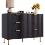 Coolmee 6 Drawer Dresser for Bedroom, Fluted Modern Chest of Drawers with Deep Drawers, Long Large Double Dresser TV Stand for Living Room, Hallway