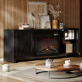 Bestier 63 Fireplace TV Stand for TVs up to 70, Farmhouse Barn Door Entertainment Center TV Console with 23 Fireplace for Living Room