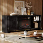 Bestier 63 Fireplace TV Stand for TVs up to 70, Farmhouse Barn Door Entertainment Center TV Console with 23 Fireplace for Living Room