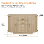Buffet de salle à manger 47 po avec rangement, meuble bar à café cannelé avec 4 tiroirs et 2 portes coulissantes arquées, buffet de rangement moderne en bois