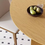 Table à manger ronde en bois massif 59 x 59 avec finition naturelle et pieds arqués élégants pour salles à manger et cuisines modernes