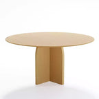 Table à manger ronde en bois massif 59 x 59 avec finition naturelle et pieds arqués élégants pour salles à manger et cuisines modernes