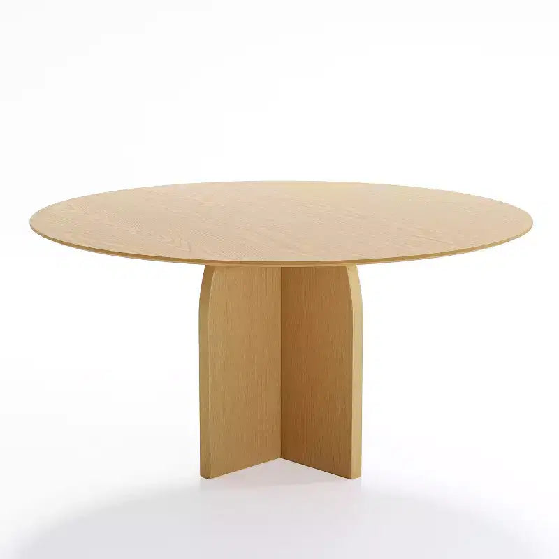 Table à manger ronde en bois massif 59 x 59 avec finition naturelle et pieds arqués élégants pour salles à manger et cuisines modernes